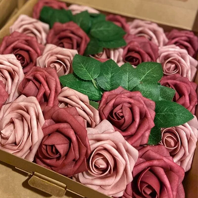 10/20/30 Heads 8CM Artificial PE Foam Rose Flowers DIY Wedding Bride Bouquets for Bridal Shower Party Wedding Διακοσμητικό λουλούδι