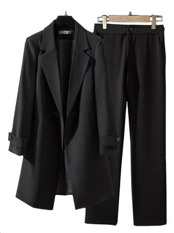 Γυναικείο σετ σακάκι 2 τεμαχίων Μονόχρωμο πανωφόρι με ένα κουμπί επίσημο γυναικείο τζάκετ γραφείου και παντελόνι επαγγελματικό κοστούμι παντελόνι