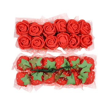 2cm 144Pcs Mini Rose Flower Heads PE пяна изкуствена роза цвете за Направи си сам занаятчийски фалшиви цветни декорации за сватба/дома