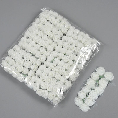 2cm 144Pcs Mini Cvjetne glave ruža PE pjena Umjetni cvijet ruže za DIY obrt lažne cvjetne dekoracije za vjenčanje/dom
