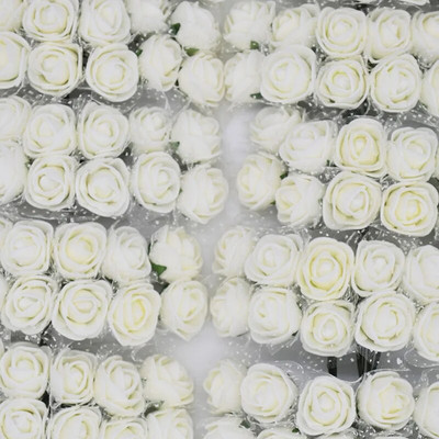 2cm 144Pcs Mini Cvjetne glave ruža PE pjena Umjetni cvijet ruže za DIY obrt lažne cvjetne dekoracije za vjenčanje/dom