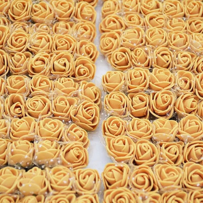 2cm 144Pcs Mini Cvjetne glave ruža PE pjena Umjetni cvijet ruže za DIY obrt lažne cvjetne dekoracije za vjenčanje/dom