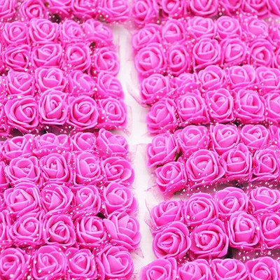2cm 144Pcs Mini Cvjetne glave ruža PE pjena Umjetni cvijet ruže za DIY obrt lažne cvjetne dekoracije za vjenčanje/dom
