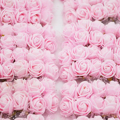 2cm 144Pcs Mini Cvjetne glave ruža PE pjena Umjetni cvijet ruže za DIY obrt lažne cvjetne dekoracije za vjenčanje/dom