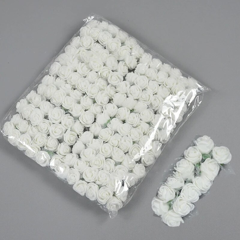 2cm 144Pcs Mini Cvjetne glave ruža PE pjena Umjetni cvijet ruže za DIY obrt lažne cvjetne dekoracije za vjenčanje/dom