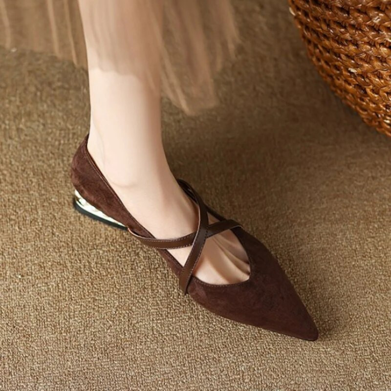 Ženske salonke Ljeto 2023. Cipele na nisku petu Slip on za djevojčice Elegantne balerinke Uredske dame Kožne mokasine natikače