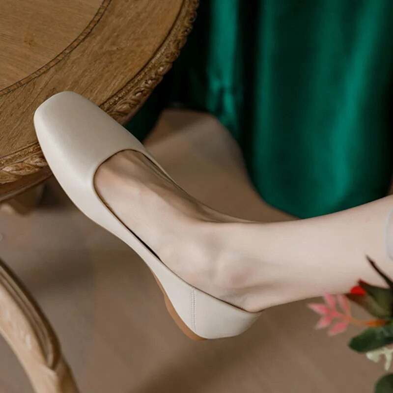 Női lapos, négyszögletes orrú csónakcipő Oxford bőrcipő női csúszós lapos cipőknek Kényelmes sekély Zapatos Mujer 1225C