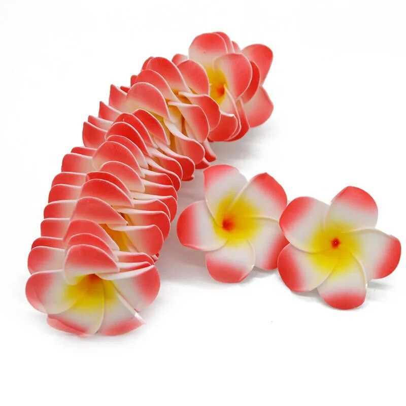 10gab/partija 5-9cm Havaju frangipani PE putu mākslīgie ziedi DIY vainags galvassegas Ziedi kāzu dekorēšanai ballīšu piederumi