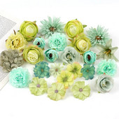 Capete de flori artificiale de trandafir verde, flori false de mătase pentru decorarea interioară, nuntă, decorare, bricolaj, coroană, accesoriu cadou