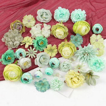 Πράσινο τριαντάφυλλο τεχνητά λουλούδια Κεφάλια από μετάξι ψεύτικα λουλούδια για διακόσμηση σπιτιού Γάμος Στολισμός γάμου DIY Craft Αξεσουάρ δώρου στεφάνι