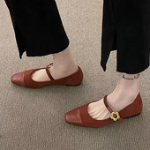 Nove ženske ravne cipele Patchwork Mary Jane Cipele s kopčom u obliku cvijeta Dizajnerske cipele od umjetne antilop kože Vintage Zapatos Mujer Proljeće 1192N