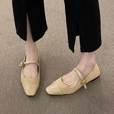 Nove ženske ravne cipele Patchwork Mary Jane Cipele s kopčom u obliku cvijeta Dizajnerske cipele od umjetne antilop kože Vintage Zapatos Mujer Proljeće 1192N