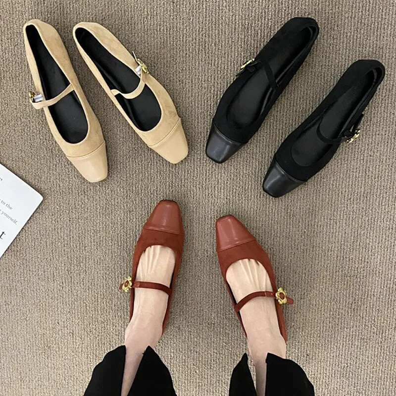 Nove ženske ravne cipele Patchwork Mary Jane Cipele s kopčom u obliku cvijeta Dizajnerske cipele od umjetne antilop kože Vintage Zapatos Mujer Proljeće 1192N