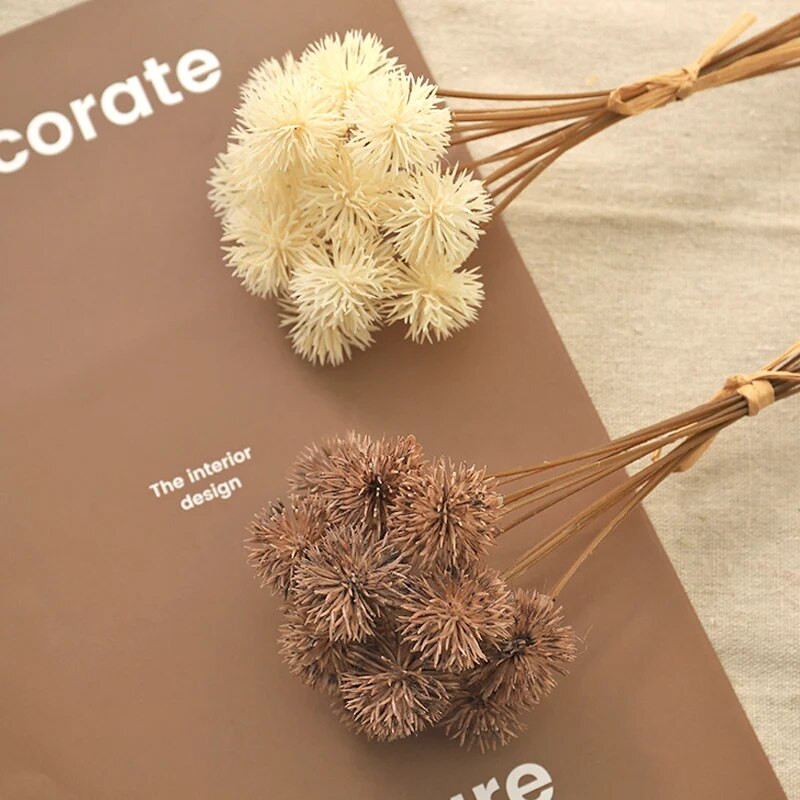 Lēti 12 gab mākslīgo pienenes ziedu puķu bumbiņu plastmasas pušķis mājas dekorēšanai kāzu dzimšanas dienas dāvana viltotu ziedu kompozīcija