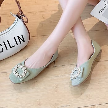 Plus Size 35-42 Γυναικεία Flat Pearls Boat Shoes for Woman Loafers Crystal Ballet Flats Άνετα ρηχά παπούτσια Spring 1141N