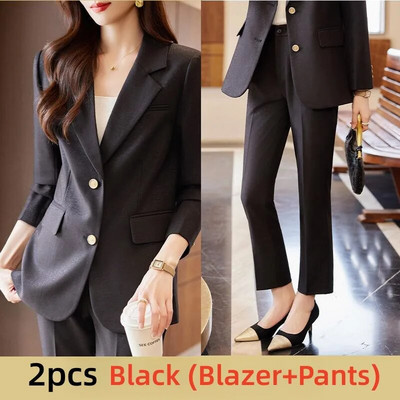 Ženska odijela Jesen 2023. Novo ležerno zeleno plavo kaki crni uski sako + kompleti hlača Svečana radna odjeća za uredske dame Poslovno odijelo