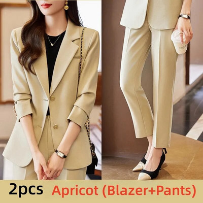 Ženska odijela Jesen 2023. Novo ležerno zeleno plavo kaki crni uski sako + kompleti hlača Svečana radna odjeća za uredske dame Poslovno odijelo