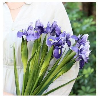 58cm PU Ιρλανδικά τεχνητά λουλούδια True Touch Alice Iris Flower Διακόσμηση σπιτιού Γάμος DIY Διακόσμηση Ψεύτικο λουλούδι