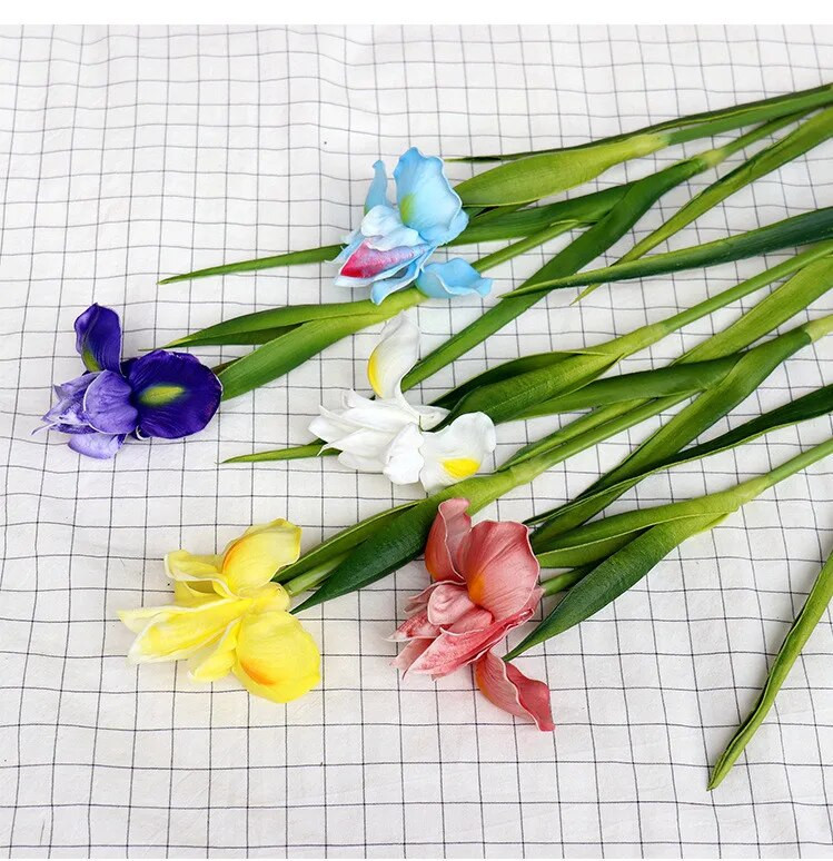58cm PU Īrijas mākslīgie ziedi True Touch Alises īrisa zieds Mājas dekors Kāzu DIY dekors Viltus zieds