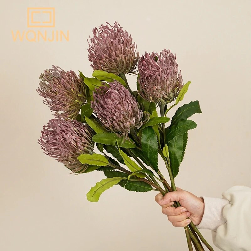 Simulirani veliki jastučić za igle Cvjetni svileni kralj Protea DIY cvjetni aranžman Kućna zabava Svadbeni stol Cvjetni ukras