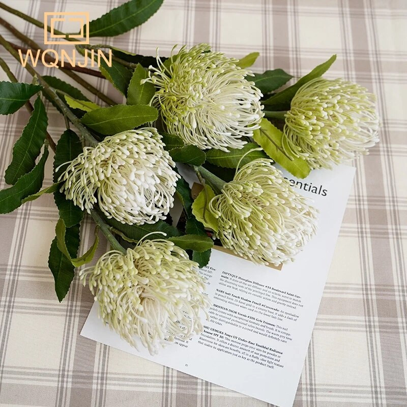 Simulirani veliki jastučić za igle Cvjetni svileni kralj Protea DIY cvjetni aranžman Kućna zabava Svadbeni stol Cvjetni ukras