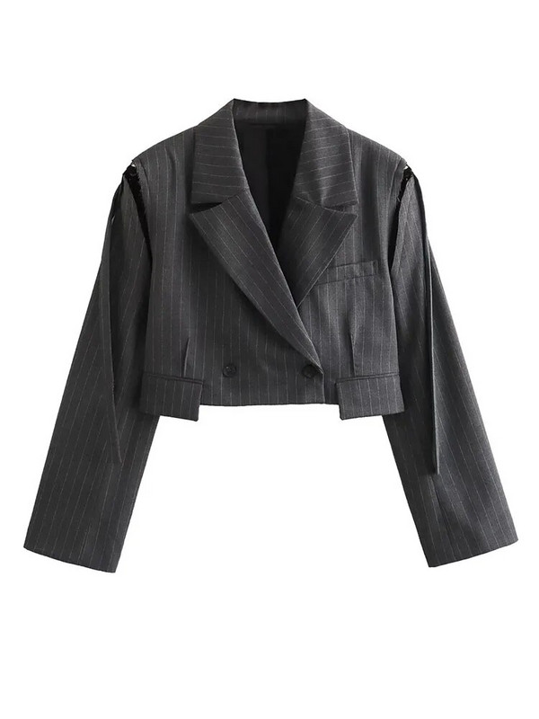 TRAF 2023. gada jaunākie sieviešu svītraino uzvalku komplekti, vintage biroja mēteļi, kabatas, taisni bikšu komplekti, rudens sieviešu uzvalki