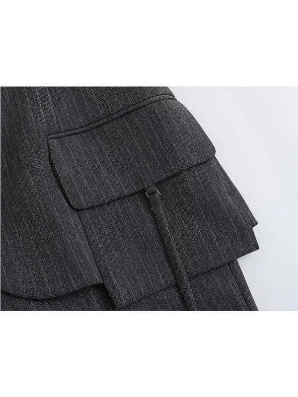 TRAF 2023. gada jaunākie sieviešu svītraino uzvalku komplekti, vintage biroja mēteļi, kabatas, taisni bikšu komplekti, rudens sieviešu uzvalki