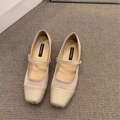 Ženske balerinke s četvrtastim prstima Patchwork Mary Janes Svilene cipele Jesen 2023. Vintage cipele za djevojčice Mekane balerinke Zapatos Mujer 1671N