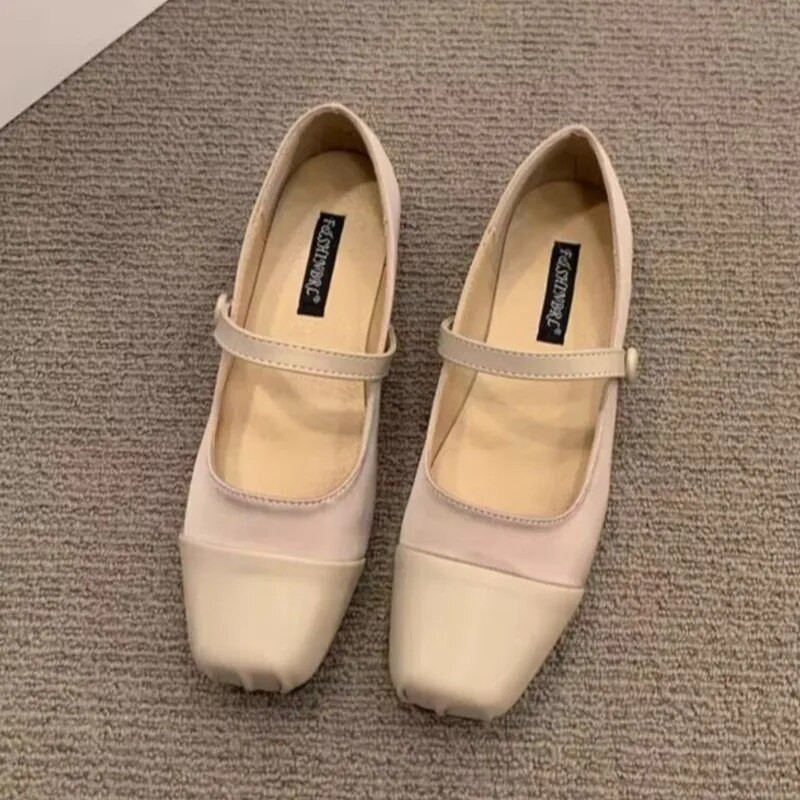 Ženske balerinke s četvrtastim prstima Patchwork Mary Janes Svilene cipele Jesen 2023. Vintage cipele za djevojčice Mekane balerinke Zapatos Mujer 1671N
