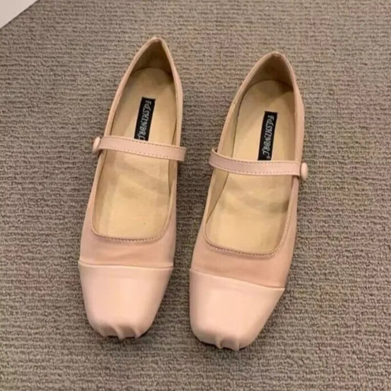 Ženske balerinke s četvrtastim prstima Patchwork Mary Janes Svilene cipele Jesen 2023. Vintage cipele za djevojčice Mekane balerinke Zapatos Mujer 1671N