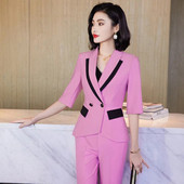 Luksuzni ženski kompleti hlača Ružičasto Žuto Crveno Bijeli Ležerni poslovni uski blejzer + odijelo s hlačama Elegantni uredski službeni formalni set od 2 komada