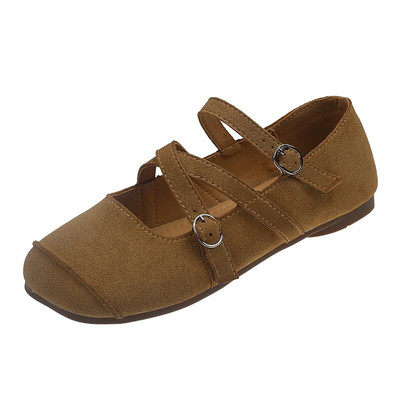 Nove ženske balerinke Ležerne cipele od umjetnog antilopa s križnim vezanjem Crne seksi cipele s četvrtastim prstima Dizajnerske cipele Zapatos Mujer 1621N