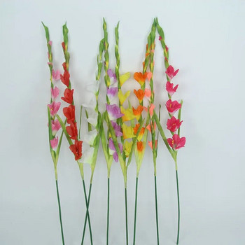 8 глави Iris gladiolus Long Branch Изкуствени копринени цветя за украса на дома Десктоп парти Сватбена зала Фалшиви цветя
