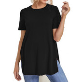 Anyai póló Nyáron Új, egyszínű, kerek nyakú, rövid ujjú, szoptatós havi öltöny terhes nők alkalmi etetőruhák