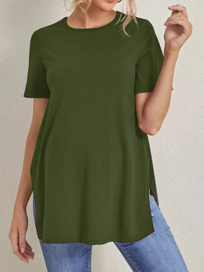 Anyai póló Nyáron Új, egyszínű, kerek nyakú, rövid ujjú, szoptatós havi öltöny terhes nők alkalmi etetőruhák