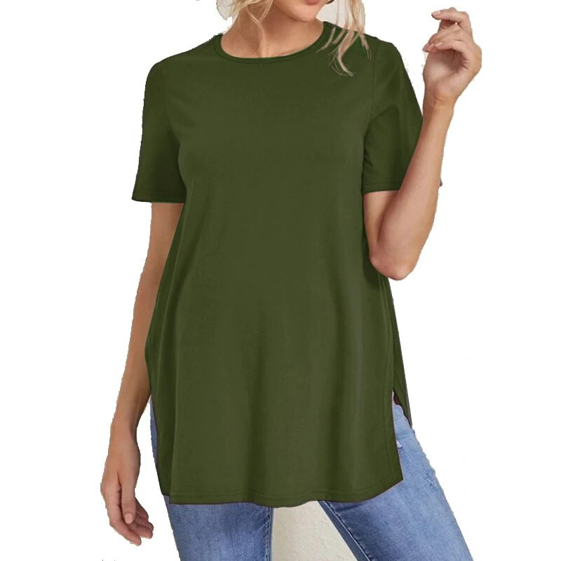 Anyai póló Nyáron Új, egyszínű, kerek nyakú, rövid ujjú, szoptatós havi öltöny terhes nők alkalmi etetőruhák