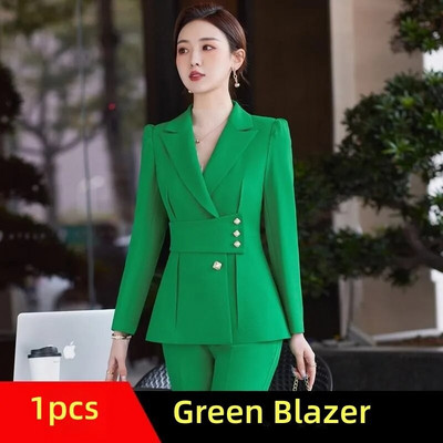 Elegantni ženski kompleti hlača Zeleno plava marelica Ženski blejzer jakna i hlače Uredska ženska poslovna radna odjeća Formalni set od 2 komada