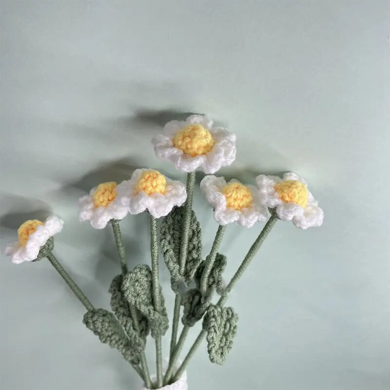 1 vnt. Megztų gėlių puokštė Netikros saulėgrąžos saulėgrąžos tulpės Dirbtinės gėlės vestuvių dekoravimas Rankomis austi mezginiai gėlės namų dekoras