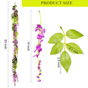 6,6 πόδια/τεμάχιο τεχνητά λουλούδια Silk Wisteria Garland Artificial Wisteria Vine Rattan Silk Hanging Flower for Home Garden Outdoor