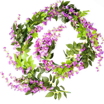 6,6 πόδια/τεμάχιο τεχνητά λουλούδια Silk Wisteria Garland Artificial Wisteria Vine Rattan Silk Hanging Flower for Home Garden Outdoor