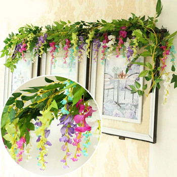 6,6 πόδια/τεμάχιο τεχνητά λουλούδια Silk Wisteria Garland Artificial Wisteria Vine Rattan Silk Hanging Flower for Home Garden Outdoor