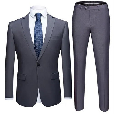 2023. gada jauns, slaids vīriešu uzvalka 2 daļīgs komplekts (jaka + bikses) kāzu ballīšu vīriešu mētelis ar biksēm zils balts melns pelēks violets