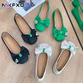 Ravne cipele s mekim dnom Ženske proljeće jesen Kožne mokasine S mašnom Natikače Niske balerinke Ženske balerinke