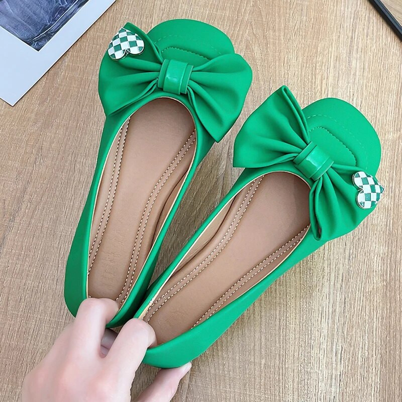 Mīkstas, plakanas kurpes Sievietēm pavasara rudens ādas mokasīni, bantītes, sliedes, zemas balerīnas, sieviešu balets