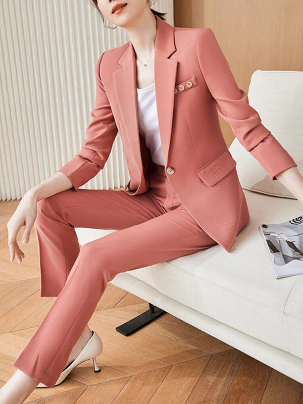 Vintage ženski blejzer odijelo s hlačama Svečano modno odijelo Jakne Pencil Pantalon 2 komada Žensko elegantno uredsko poslovno odijelo s hlačama