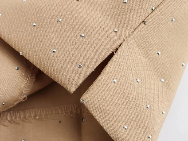 TRAF Ženske hlače do gležnja sa kamenčićima + odrezani uski sako Ženska modna odijela srednjeg kroja, kompleti hlača s bočnim otvorima i porubom od 2 komada