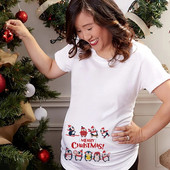 Linksmų Kalėdų animacinių filmų spausdinimas Motinystės marškinėliai Kalėdų laisvalaikio nėščioms moterims Šiaurės elnio marškinėliai, pranešantys apie nėštumą, marškinėliai