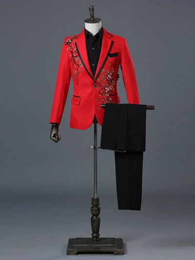 Elegantno aplicirano dvodijelno muško odijelo za vjenčanje, banket, domaćin plesne maturalne večeri, muški sako u kineskom stilu