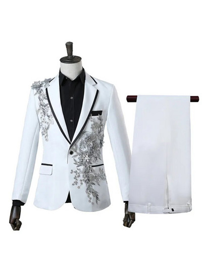 Elegantno aplicirano dvodijelno muško odijelo za vjenčanje, banket, domaćin plesne maturalne večeri, muški sako u kineskom stilu