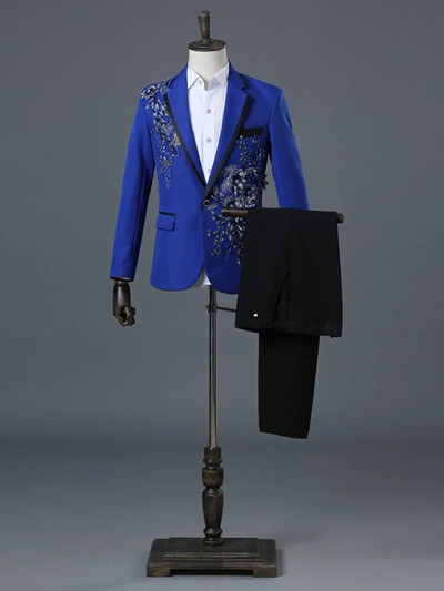 Elegantno aplicirano dvodijelno muško odijelo za vjenčanje, banket, domaćin plesne maturalne večeri, muški sako u kineskom stilu